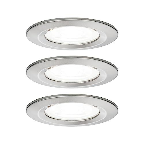 Paulmann Lampada da incasso LED Nova set da 3, 3x6,5W ferro spazzolato spot zinco-alluminio 4000K GU10, 19.5 W, 3 Stück (1er Pack), 3 Unità