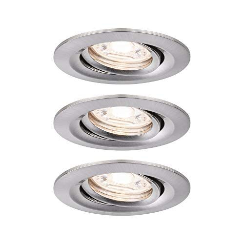 Paulmann Nova mini Plus lampada LED Coin rotonda orientabile incl. 3 faretti da incasso da 4W dimmerabile ferro spazzolato 2700K 12 W, 3er (Eisen gebürstet)