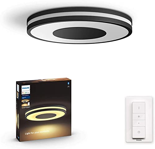 Philips White Ambiance Plafoniera Smart Being, Luce Bianca da Calda a Fredda, Led Integrato, 32W, Nero, Telecomando Dimmer Switch Incluso