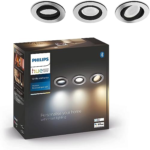 Philips White Ambiance Milliskin, 3 Faretti ad Incasso Smart, Base Rotonda, Bluetooh, 3x5 W, Bianco