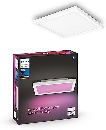 Philips White and Color Ambiance Surimu, Plafoniera Smart Quadrata, Luce Bianca o Colorata, Dimmerabile, 25W, Bianco