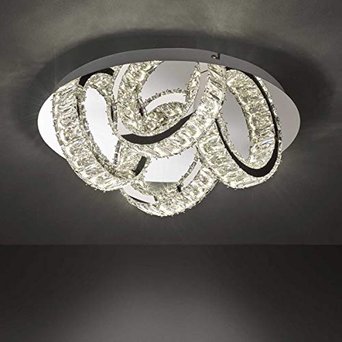 WOFI Lampada da soffitto per interni, in cristallo, cromata, elegante, in plastica, 26 W