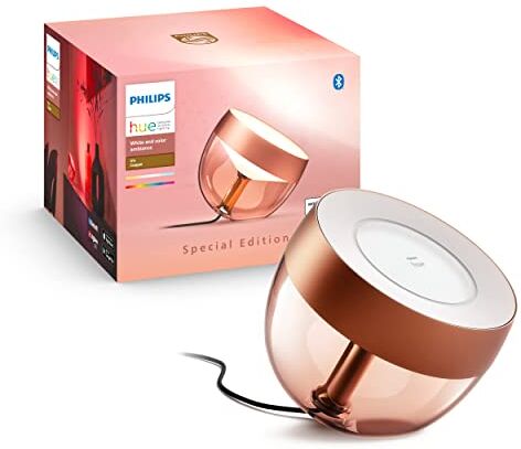 Philips Lampada Smart da Tavolo Iris, Luce Bianca e Colorata, Bluetooth, 8.2W, Rame