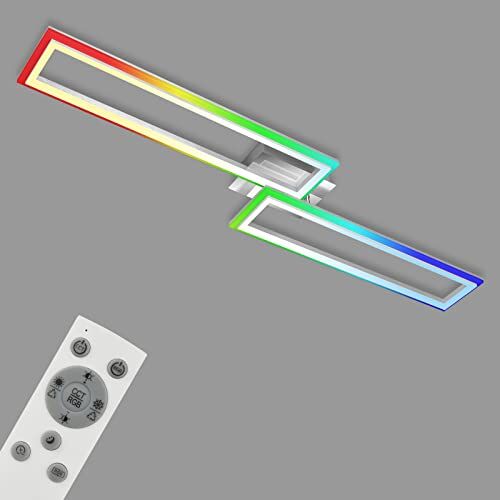 Briloner Lampada da soffitto RGB, plafoniera LED colorata, dimmerabile, temperatura colore regolabile, lampadario LED orientabile, telecomando, alluminio cromato, 1100x235x95 mm