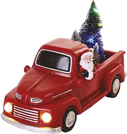 Emos Auto luminosa con Babbo Natale, illuminazione natalizia Nicola in rosso Pick-up bianco caldo, per interni IP20, funzionamento a batteria (3 x AA), decorazione natalizia, 10 x 24 cm