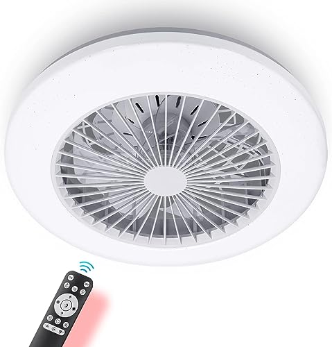 Aigostar Ventilatore da Soffitto, ventilatore da soffitto con luce e telecomando, con timer, funzione di memoria, luminosità e temperatura colore regolabili, motore DC (a risparmio energetico)