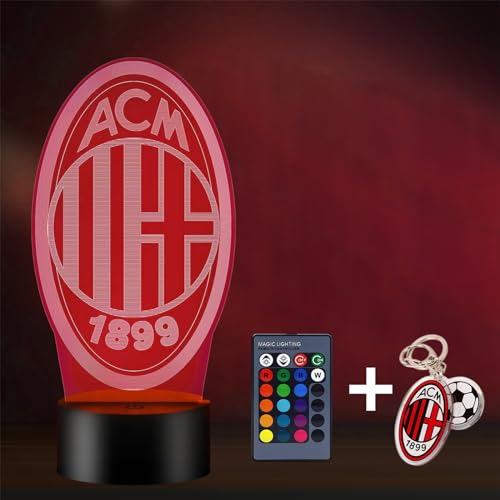 Generico Lampada Milan Calcio, AC Calcio Milano Luce Notturna 3D Led,16 colori cambio automatico USB e potenza della batteria, regalo per bambini regalo per bambini per papà regalo di compleanno del padre