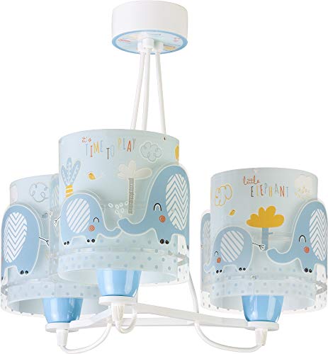 Dalber Little Elephant Lampada da soffitto per bambini, 3 luci, 60 W, colore: blu