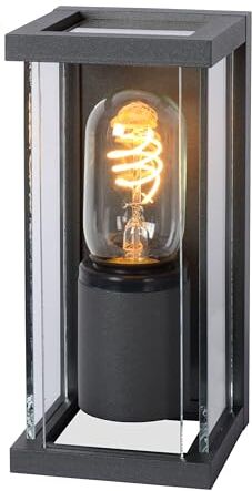 LUCIDE Claire Mini – Lampada da parete esterna – IP54 – Nero, Alluminio, nero, E27, 15 wattsW, 230 voltsV