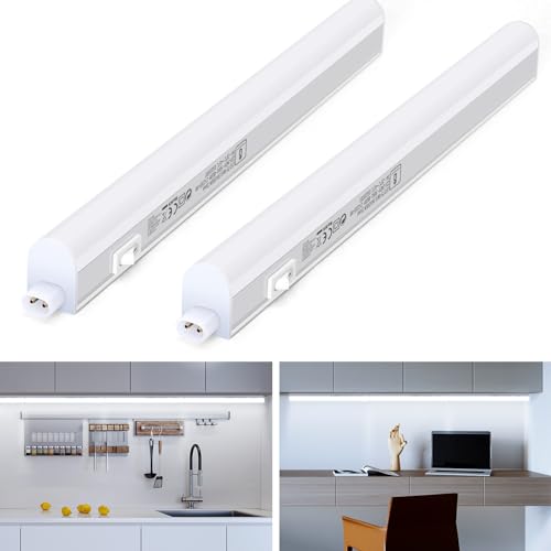 Aigostar Luci Sottopensile a LED con Interruttore 4W 480LM Barre LED Sottopensile IP20 230V Luci per Armadio, Luce bianca fredda 6500K 31,3 cm, 2 pcs