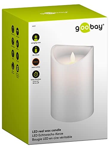 goobay Candela con luce LED, 15cm hoch, bianco