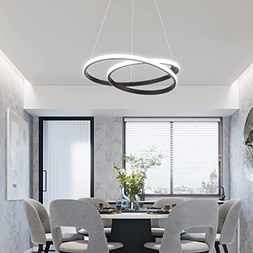 Eoodis Lampadario led Soffitto Lampadario a Sospensione con Telecomando Lampadario camera da letto in acrilico con 2 anelli Lampadario per Soggiorno Cucina Sala da Pranzo 40W