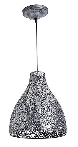 LUSSIOL Zephir, lampada a sospensione in metallo, 40 W, grigio, ø 28 x H 32 cm