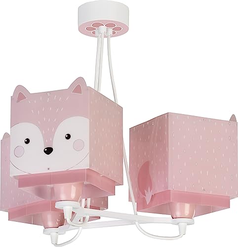 Dalber Little Fox Lampada da soffitto per bambini, con 3 luci di volpe, 60 W, rosa