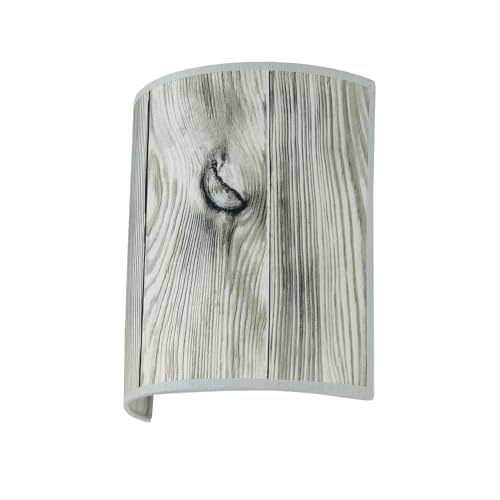 Licht-Erlebnisse Applique per interni Alice semicircolare Up & Down elegante design loft moderno in tessuto effetto legno E27 per camera da letto soggiorno