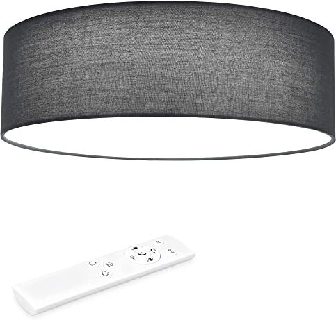 Navaris Plafoniera LED Soffitto 22W Rotonda Ø 40 cm Lampadario Camera da Letto e Soggiorno in Tessuto con Telecomando per Controllo Temperatura Colore Grigio Scuro