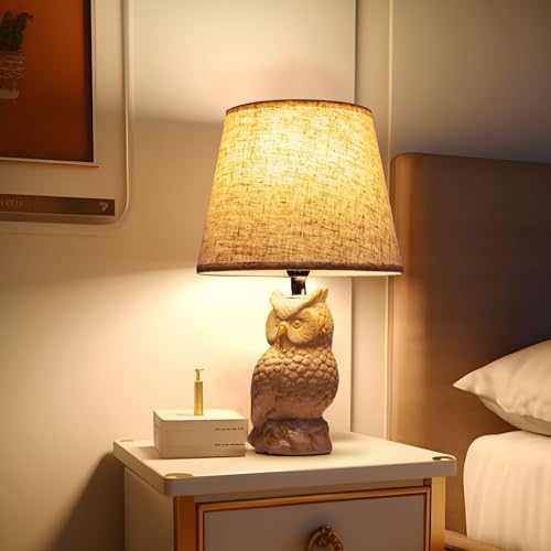 Aigostar Lampada da Tavolo in Ceramica, Moderna Lampada da Comodino con Paralume in Tessuto, Attacco E14, max.40W, Abat Jour da Comodino per Camera da Letto, Soggiorno (senza Lampadina) -H325mm