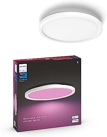 Philips White and Color Ambiance Surimu, Plafoniera Smart Rotonda, Luce Bianca o Colorata, Dimmerabile, 40W, Bianco