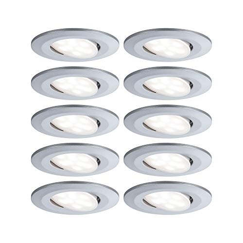 Paulmann Faretto da Incasso LED Calla Tondo Set da 10 incl. 10x6W IP65 Cromo Opaco Luce per armadi plastica 4000K 60 W