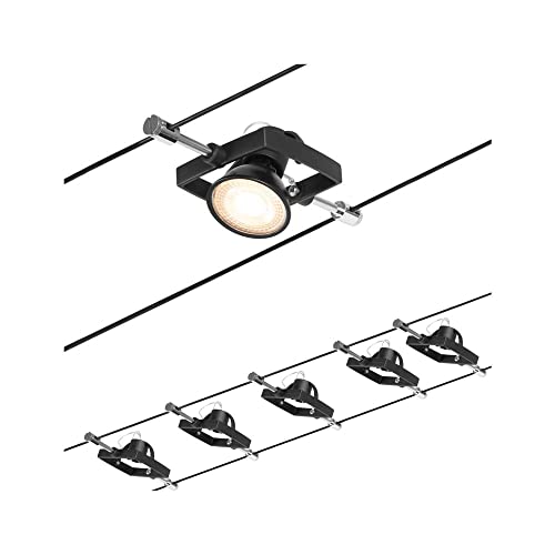 Paulmann CorDuo, sistema di cavi per faretti, , set Mac II, massima CC 5 pezzi da 10 Watt l’uno, estensibile, cromato, opaco, cavi in plastica, GU 5,3, senza lampadine