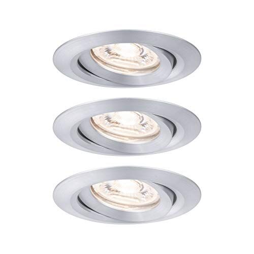 Paulmann Nova Mini Plus Lampada da Incasso LED Coin EasyDim Rotonda orientabile incl. 3 x 4,2W dimmerabile Bianco Caldo 2700K 12.6 W, Alluminio, 3er (Alu gedreht)