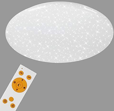 Briloner Leuchten  Plafoniera a LED con Motivo Stellato, Dimmerabile, con Telecomando, Funzione Luce Notturna, Regolazione della Temperatura di Colore, diametro 56Cm, 50 Watt W, Bianco