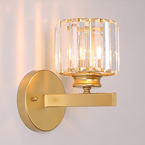 Sxtiger Applique Moderna In Cristallo, E27 Lampada Da Parete In Cristallo Oro, Per Camera Da Letto Soggiorno Sala Da Pranzo Corridoio Illuminazione