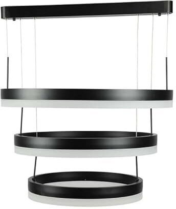 V-TAC VT-82-3-B lampadario led a sospensione ad anelli 86W in metallo con 3 cerchi colore nero luce 3000k dimmerabile