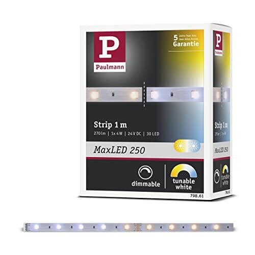 Paulmann 1m TunW  LED MaxLED 250 Tunable White IP20 incl. 1 Striscia da 3,5 Watt Strip Fascia Luminosa 2700 K 4 W, Banda