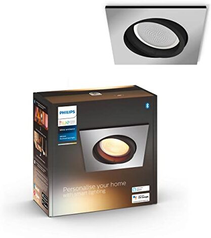 Philips White Ambiance Milliskin, Faretto ad Incasso Smart, Base Quadrata, Bluetooh, 5 W, Alluminio