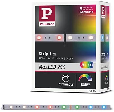 Paulmann 0  LED MaxLED 250 1m RGBW IP20 incl. 1 Striscia da 6,5 Watt Strip Fascia Luminosa 3000 K 7 W, Banda