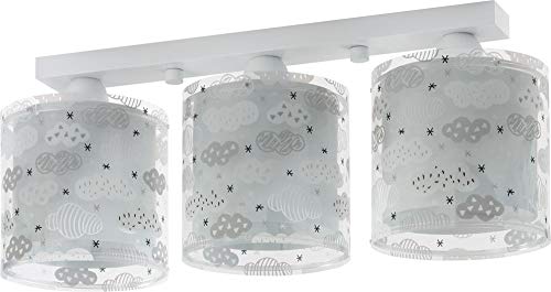 Dalber Lampada da soffitto plafoniera per bambini 3 luci Clouds Nuvole grigio