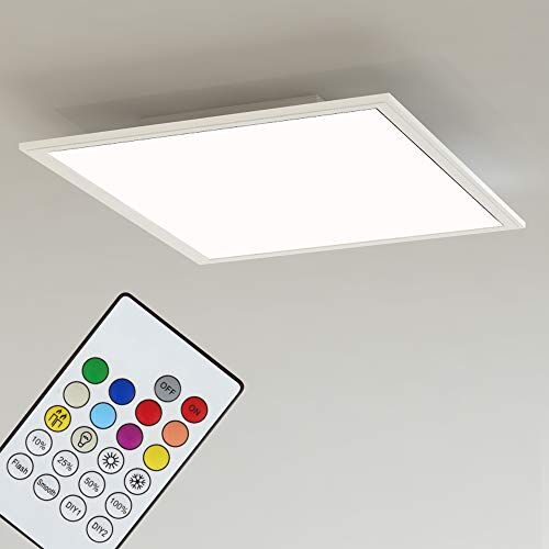 Briloner Leuchten  Pannello LED Luminoso Quadrato a soffitto – Dimmerabile, Cambio RGB e Temperatura Colore con App e Telecomando, Bluetooth, 18 W, Bianco