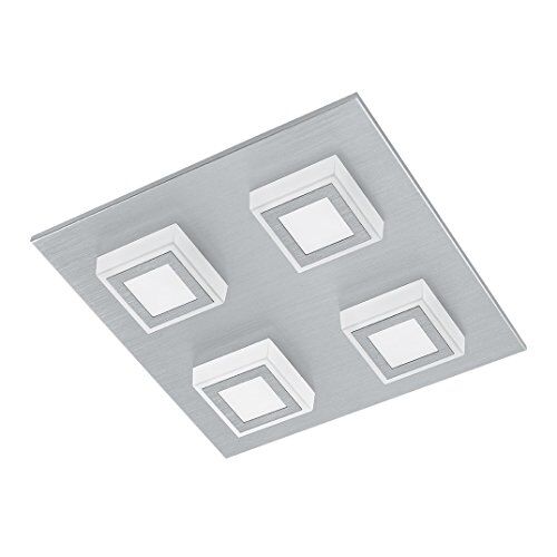 Eglo LED lampada da soffitto Masiano, illuminazione a 4 luci da soggiorno in alluminio e plastica, lampada da sala, luce illuminante bianco caldo