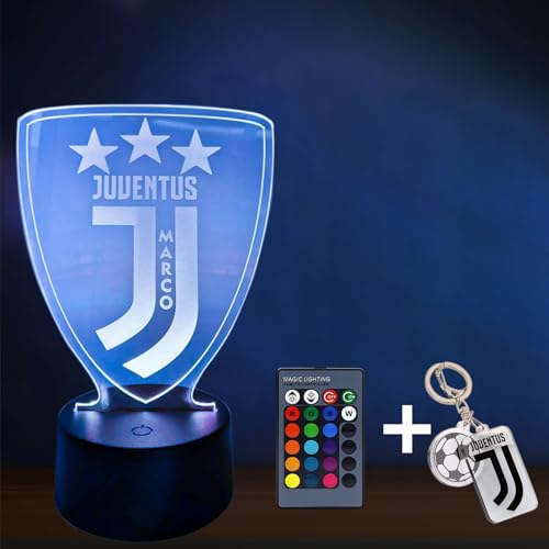 Generic Lampada Juventus Calcio, Calcio Jeventus Luce Notturna 3D Led,16 colori cambio automatico USB e potenza della batteria,regalo per bambini per papà regalo di compleanno del padre