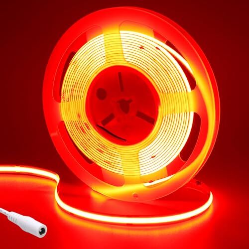 GOMING 24V  Striscia LED Rosso 5M 480LED/M Flessibile Alta Densità 2400LED Senza punti luce Alta Luminosità Non Impermeabile IP20 Luci LED per Soggiorno Natale Bar(Solo Striscia)