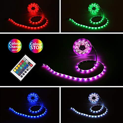 Briloner Leuchten Striscia LED 5m, luci di colore variabile, rivestimento in silicone, autoadesiva, 150 RGB LED, plastica, 24W, bianco, 5x10x3mm