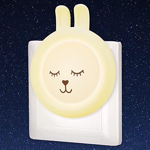 Annmore Luce Notturna da Presa Lampada Notte Coniglio con Sensore Crepuscolo Regalo Battesimo Bimbo