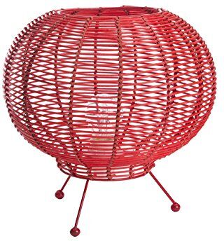 LUSSIOL Poster, Lampada Decorativa, Rattan Rosso, Ø 30 x H 26 cm