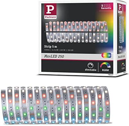 Paulmann 0  LED MaxLED 250 5m RGBW IP20 incl. 1 Striscia da 31 Watt Strip Fascia Luminosa 3000 K 31.5 W, Banda