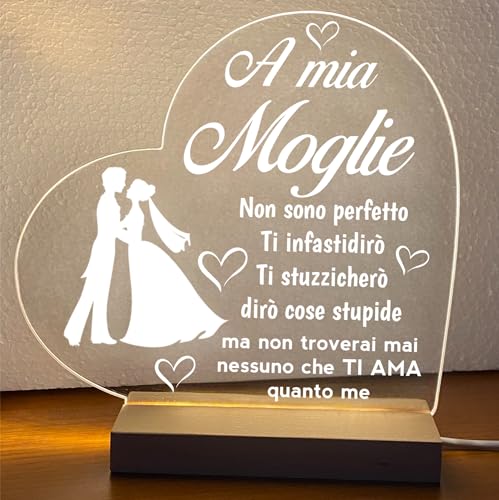 Generic Lampada led personalizzata in plexiglass, Luce notturna decorativa, Lampada notturna a led, base in legno e cavo usb. IDEA REGALO, MAMMA, Papà, NONNA,NONNI, (A MIA MOGLIE)