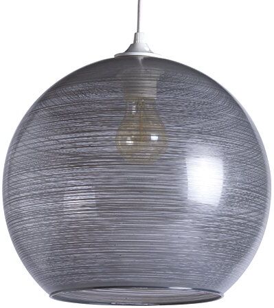 LUSSIOL Lampada Shadow Wave grigia, sospensione vetro, 75 W, grigio, ø 30 x H 30 cm