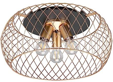 Trio , Plafoniera, Tamil 3xE27, max.40,0 W Metallo, nero opaco, Finitura: Metallo, Ottone satinato Ø:50,0cm, A:23,0cm IP20,Senza illuminante