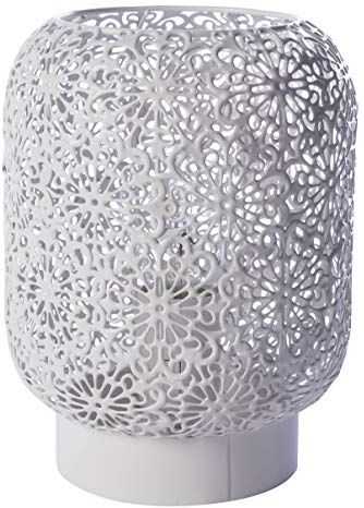 LUSSIOL Lampada da comodino Zephir, lampada decorativa in metallo, 40 W, bianco, ø 15 x H 20 cm