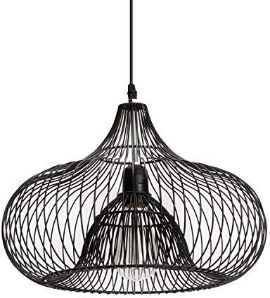 LUSSIOL Lampadario Charlotte in metallo a sospensione, 40 W, nero, diametro 35 cm x altezza 25 c