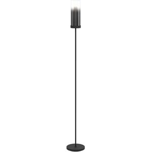 Eglo Lampada da terra Toothill, vetro fumé, metallo e vetro nero, luce verso l'alto, attacco E27, 160 cm Eglo Lampada da terra Toothill, vetro fumé, metallo e vetro nero, luce verso l'alto, attacco E27, 160 cm
