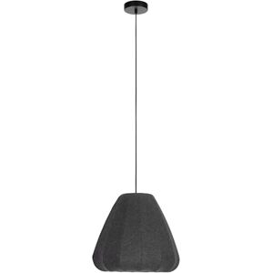 Eglo Barlaston Lampadario a 1 luce per il tavolo da pranzo, lampadario per sala da pranzo in tessuto grigio e metallo nero, lampadario con attacco E27, diametro 35 cm Eglo Barlaston Lampadario a 1 luce per il tavolo da pranzo, lampadario per sala da pranzo in tessuto grigio e metallo nero, lampadario con attacco E27, diametro 35 cm