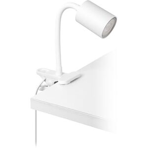 Eglo Lampada da tavolo LED Portella con morsetto, luce da lettura in metallo bianco, con lampadina GU10, illuminazione calda Eglo Lampada da tavolo LED Portella con morsetto, luce da lettura in metallo bianco, con lampadina GU10, illuminazione calda