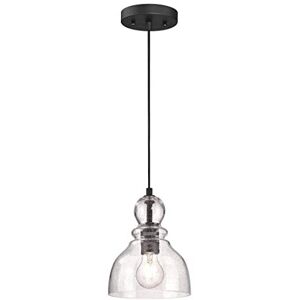 Westinghouse Lighting 61008 – Lampada a sospensione a una luce da interno, finitura in bronzo lucidato a olio con vetro a bolle trasparente Westinghouse Lighting 61008 – Lampada a sospensione a una luce da interno, finitura in bronzo lucidato a olio con vetro a bolle trasparente