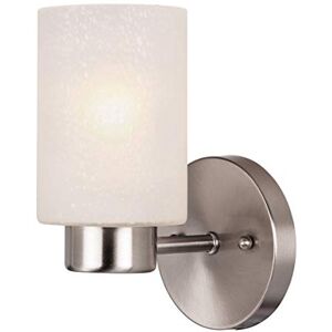 Westinghouse Lighting 62278 – Apparecchiatura da parete da interno Sylvestre a una luce, finitura in nichel spazzolato con vetro a bolle smerigliato Westinghouse Lighting 62278 – Apparecchiatura da parete da interno Sylvestre a una luce, finitura in nichel spazzolato con vetro a bolle smerigliato
